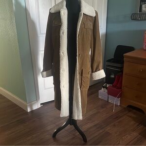 American Eagle Outfitters Tan Teddy Jacket with Cream Accents